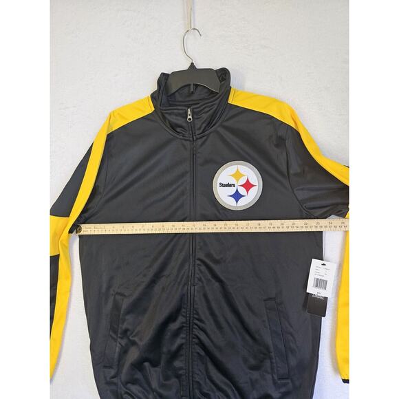 NFL Team Apparel‎ Pittsburgh Steelers Warm Up Jacket Mens Sz L Black Full Zip - Picture 10 of 16